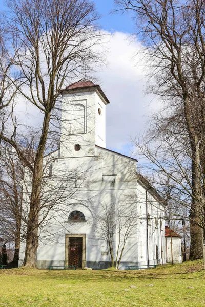 DOBCZYCE, POLAND - MARCH 20, 2019: Church on the castle hill — Stock Photo, Image