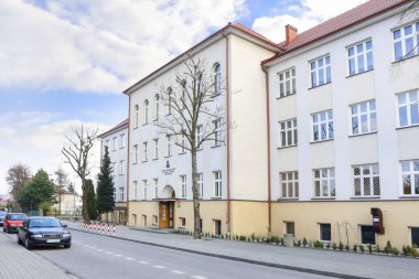 Myslenice, Polonya - 07 Nisan 2019: Birinci Lise