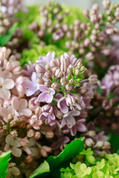 Strauß Schöner Fliederfarbener Blumen Frühlingsdekor — Stockfoto