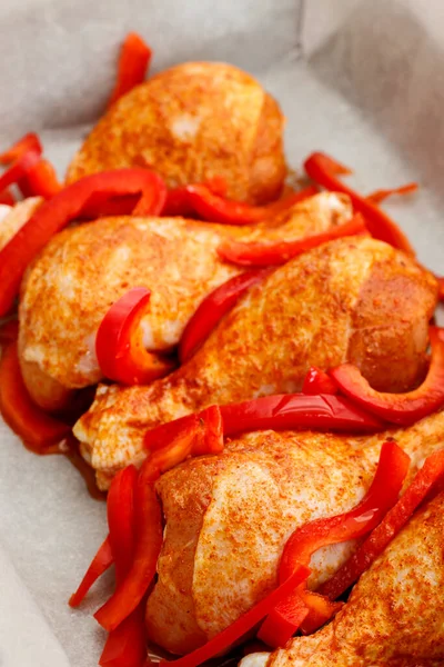Roasted Chicken Red Pepper Lunch Time — Stock Photo, Image