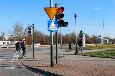 Polonya 'nın Krakow kentindeki Lagiewnicka güzergahının yapımı nedeniyle trafik sorunları.
