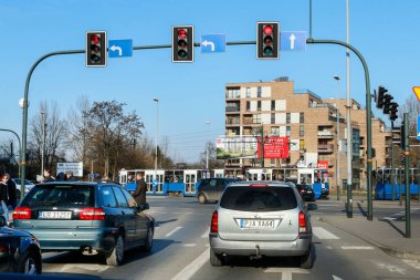 Polonya 'nın Krakow kentindeki Lagiewnicka güzergahının yapımı nedeniyle trafik sorunları.