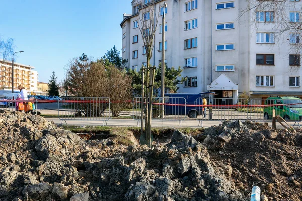 Masalah Lalu Lintas Yang Diakibatkan Oleh Pembangunan Jalur Retribusi Krakow — Stok Foto