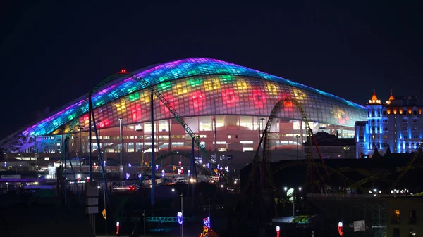 Soči Fisht Arena Noční Panoramatické Horizontální Foto — Stock fotografie