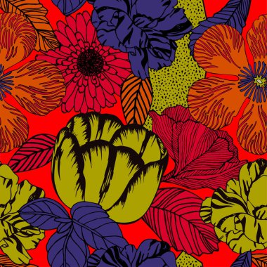 Egzotik bitkiler ile parlak tropikal arka plan. 