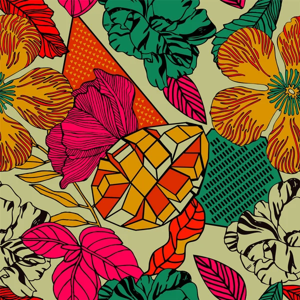 Egzotik bitkiler ile parlak tropikal arka plan. 