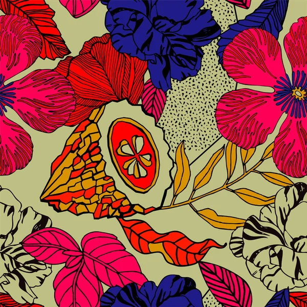 Egzotik bitkiler ile parlak tropikal arka plan. 