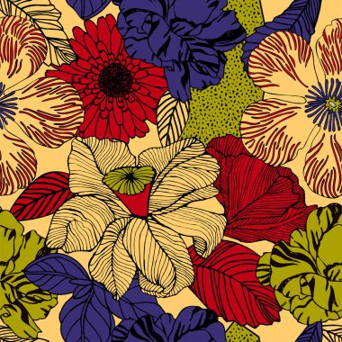 Egzotik bitkiler ile parlak tropikal arka plan. 