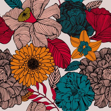 Egzotik bitkiler ile parlak tropikal arka plan. 