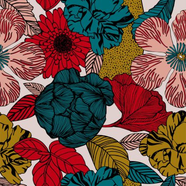 Egzotik bitkiler ile parlak tropikal arka plan. 