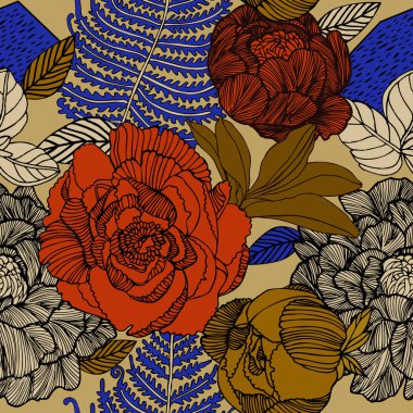 Egzotik bitkiler ile parlak tropikal arka plan. 