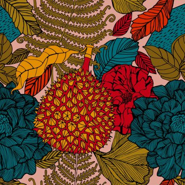 Egzotik bitkiler ile parlak tropikal arka plan. 