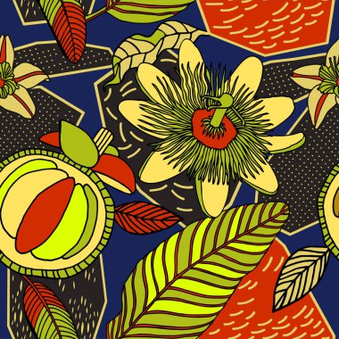 Egzotik bitkiler ile parlak tropikal arka plan. 