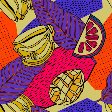 Egzotik bitkiler ile parlak tropikal arka plan. 