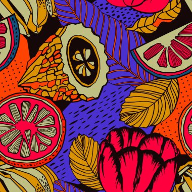 Egzotik bitkiler ile parlak tropikal arka plan. 