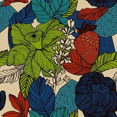 Egzotik bitkiler ile parlak tropikal arka plan. 