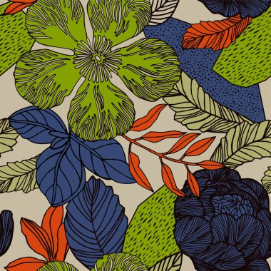 Egzotik bitkiler ile parlak tropikal arka plan. 