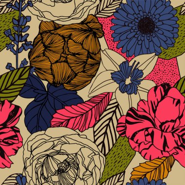 Egzotik bitkiler ile parlak tropikal arka plan. 