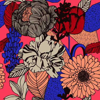 Egzotik bitkiler ile parlak tropikal arka plan. 