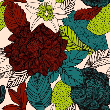 Egzotik bitkiler ile parlak tropikal arka plan. 