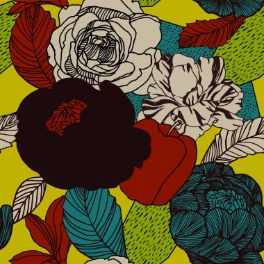 Egzotik bitkiler ile parlak tropikal arka plan. 