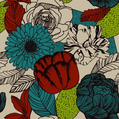 Egzotik bitkiler ile parlak tropikal arka plan. 