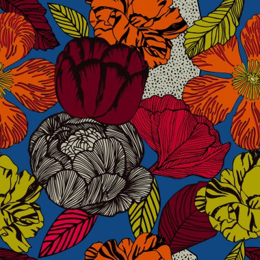 Egzotik bitkiler ile parlak tropikal arka plan. 