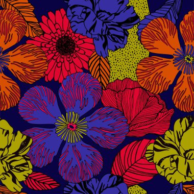 Egzotik bitkiler ile parlak tropikal arka plan. 