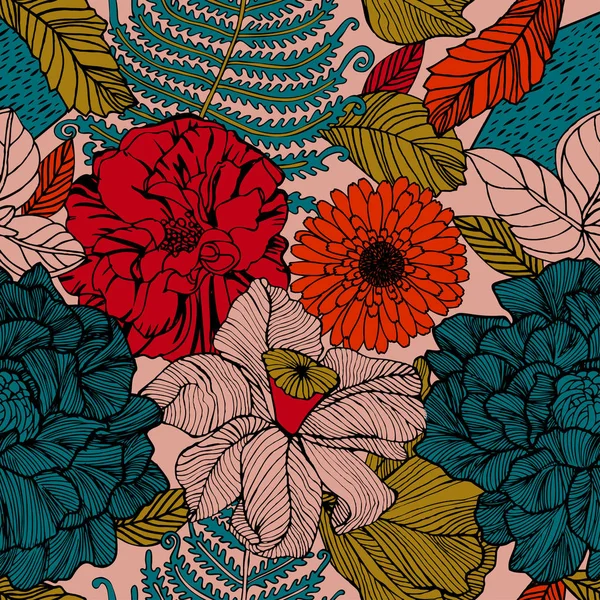 Egzotik bitkiler ile parlak tropikal arka plan. 