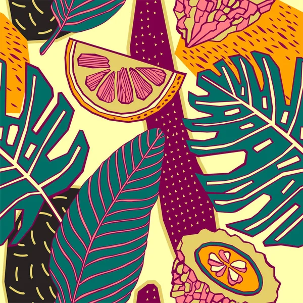 Fondo Tropical Brillante Con Plantas Exóticas — Vector de stock