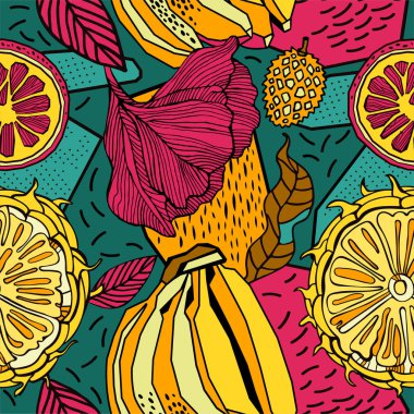 Egzotik bitkiler ile parlak tropikal arka plan. 