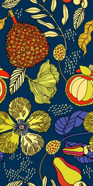 Egzotik bitkiler ile parlak tropikal arka plan. 