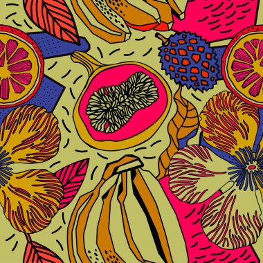 Egzotik bitkiler ile parlak tropikal arka plan. 