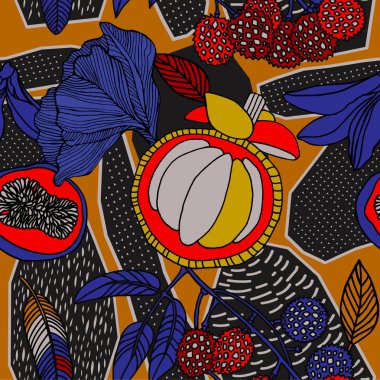 Egzotik bitkiler ile parlak tropikal arka plan. 