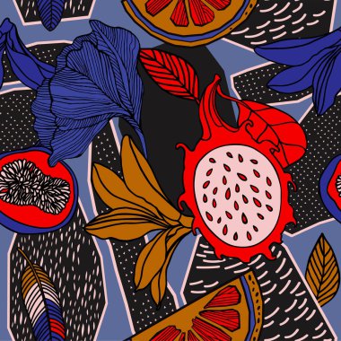 Egzotik bitkiler ile parlak tropikal arka plan. 