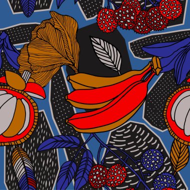 Egzotik bitkiler ile parlak tropikal arka plan. 