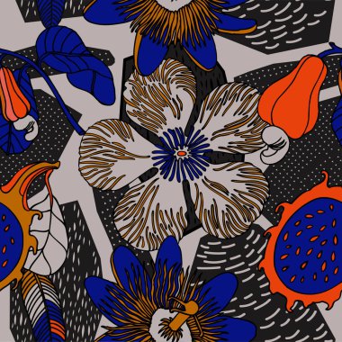 Egzotik bitkiler ile parlak tropikal arka plan. 