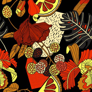 Egzotik bitkiler ile parlak tropikal arka plan. 