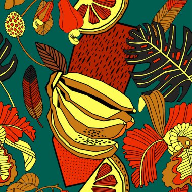 Egzotik bitkiler ile parlak tropikal arka plan. 