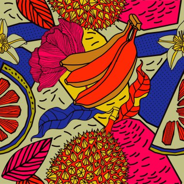 Egzotik bitkiler ile parlak tropikal arka plan. 