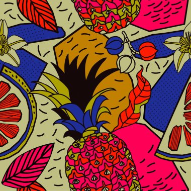 Egzotik bitkiler ile parlak tropikal arka plan. 