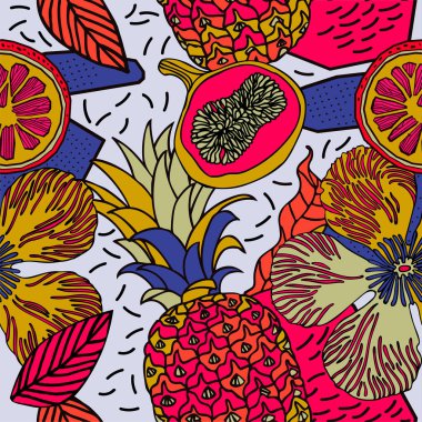 Egzotik bitkiler ile parlak tropikal arka plan. 