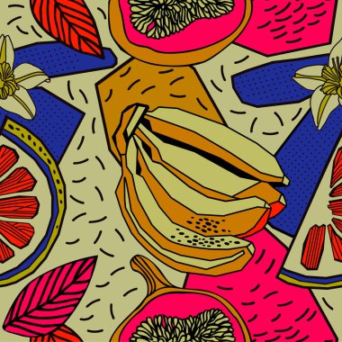 Egzotik bitkiler ile parlak tropikal arka plan. 