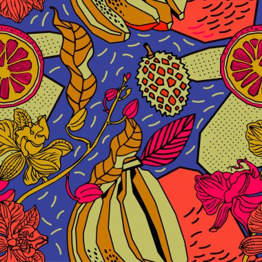 Egzotik bitkiler ile parlak tropikal arka plan. 