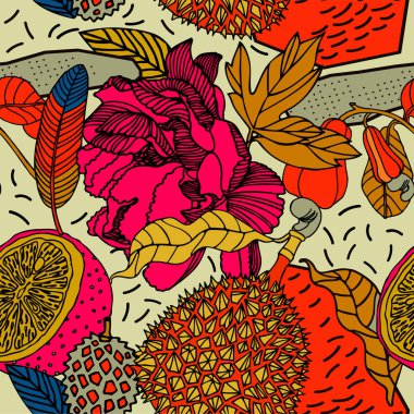 Egzotik bitkiler ile parlak tropikal arka plan. 