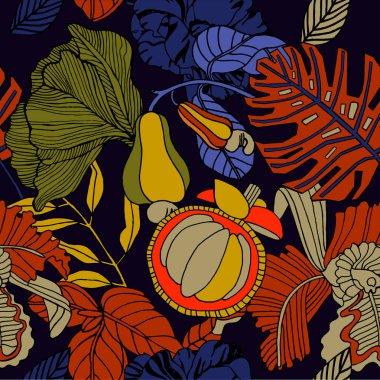 Egzotik bitkiler ile parlak tropikal arka plan. 