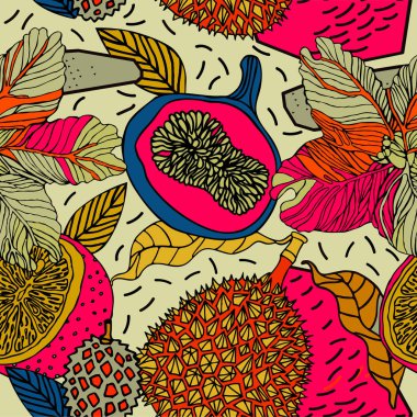 Egzotik bitkiler ile parlak tropikal arka plan. 