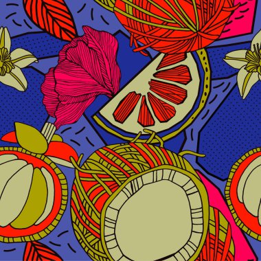 Egzotik bitkiler ile parlak tropikal arka plan. 