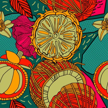 Egzotik bitkiler ile parlak tropikal arka plan. 