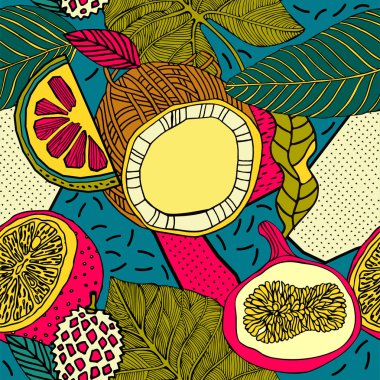 Egzotik bitkiler ile parlak tropikal arka plan. 